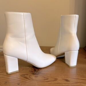 White Faux Leather Booties Size 8